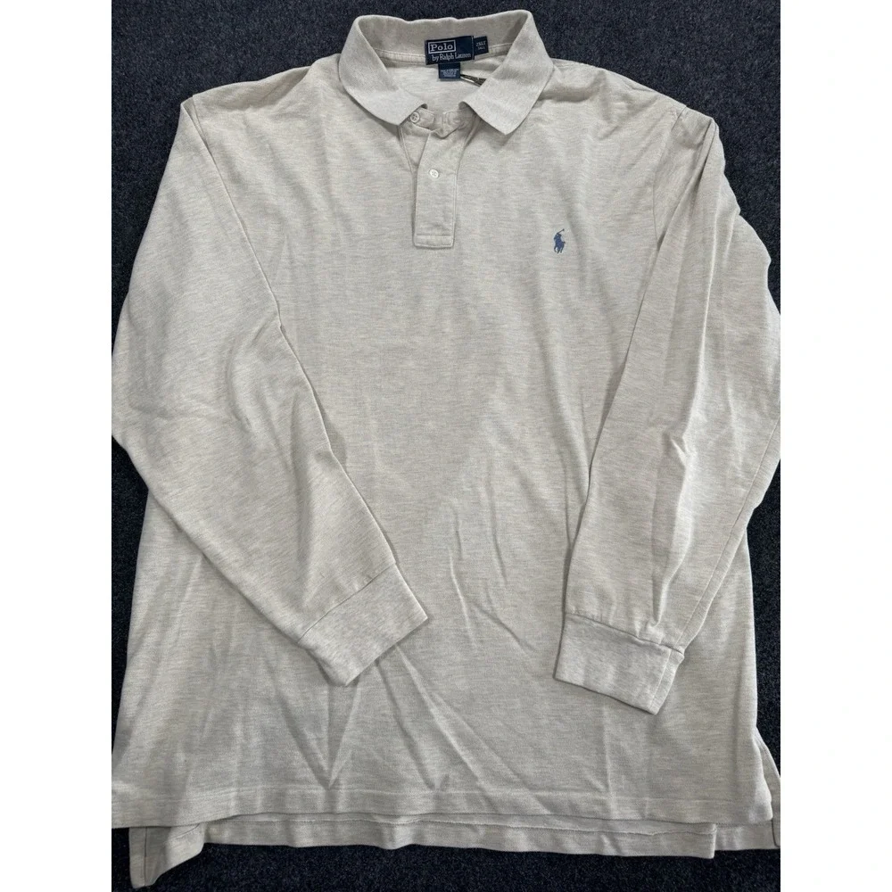 Vintage Polo Ralph Lauren Long Sleeve Polo Shirt 2XLT Beige Hong Kong